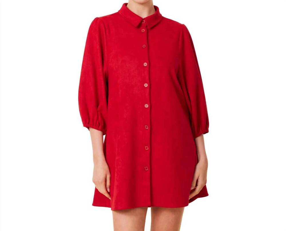 NEW DOLCE CABO faux suede exaggerated sleeve dress in red
